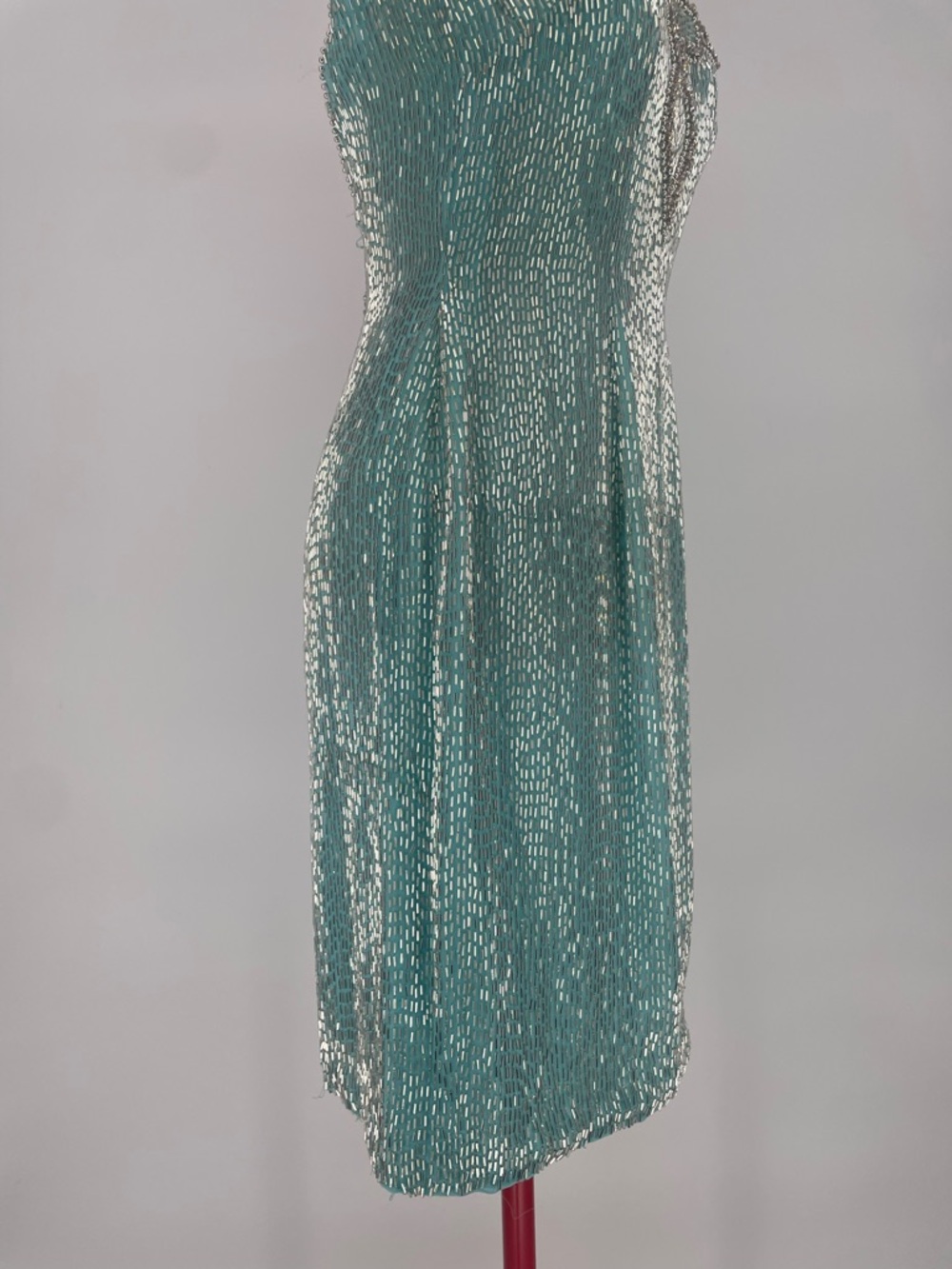 Temptations Sherri Hill Aqua Blue Heavily Beaded Mini Cocktail / Pageant Dress - Picture 7 of 17